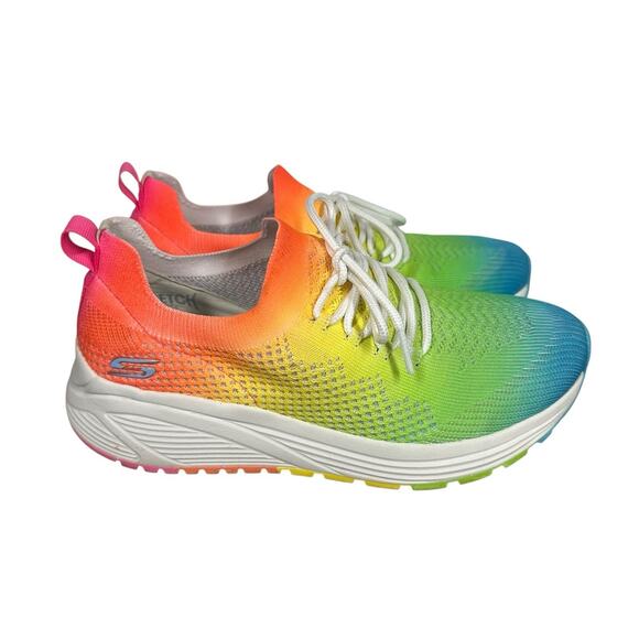Skechers Shoes Womens 8 Bobs Sparrow 2.0 117050 Running Sneaker Neon Rainbow - Picture 1 of 11
